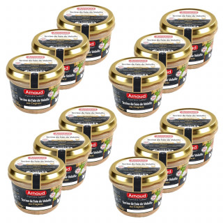 Lot 12x Terrine de foie de volaille au Cognac - Bocal 180g