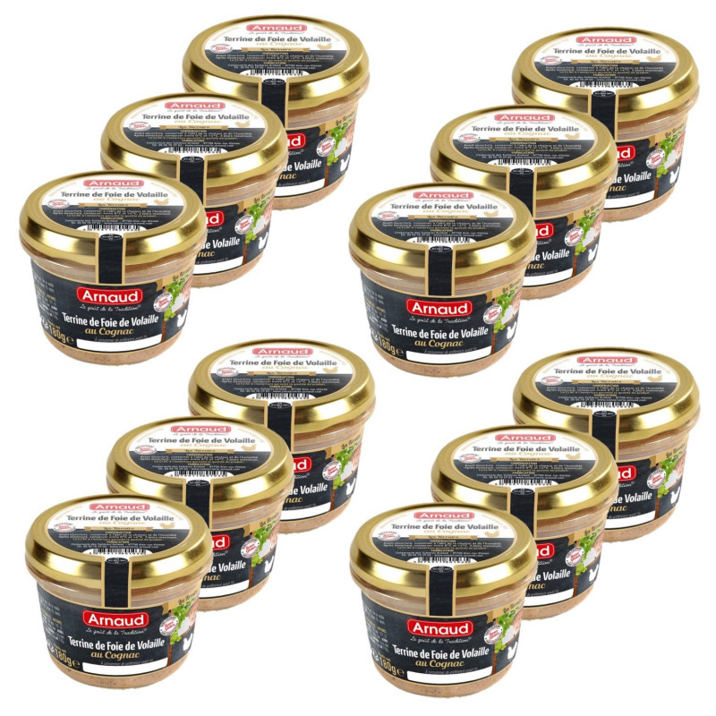 Lot 12x Terrine de foie de volaille au Cognac - Bocal 180g