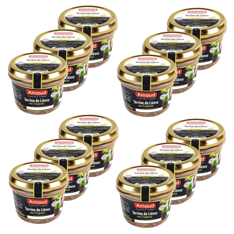 Lot 12x Terrine de lièvre au Cognac - Bocal 180g