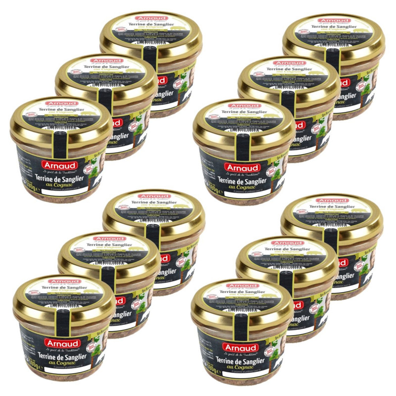 Lot 12x Terrine de sanglier au Cognac - Bocal 180g