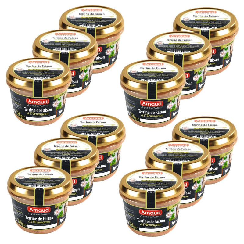 Lot 12x Terrine de faisan à l'Armagnac - Bocal 180g