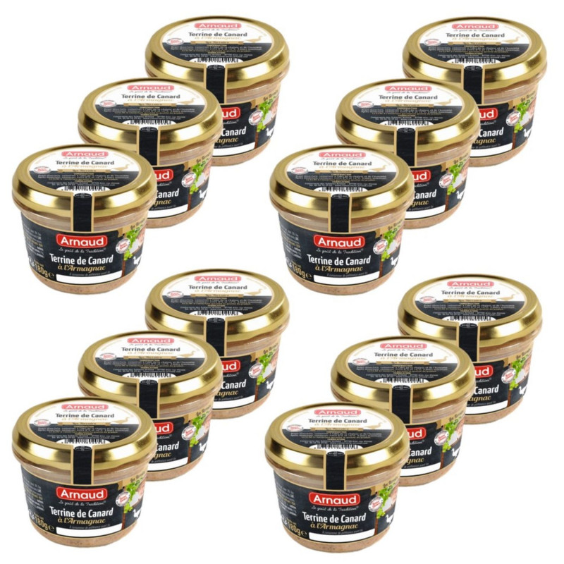 Lot 12x Terrine de canard à l'Armagnac - Bocal 180g