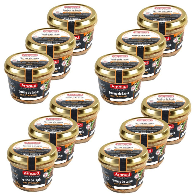 Lot 12x Terrine de lapin aux pruneaux - Bocal 180g