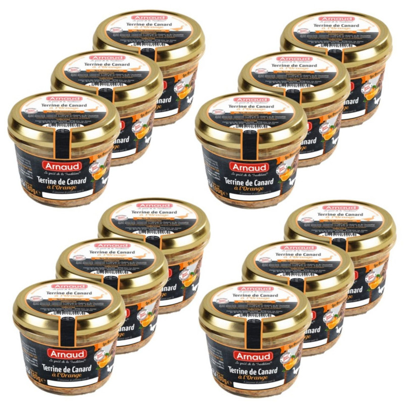 Lot 12x Terrine de canard à l'orange - Bocal 180g