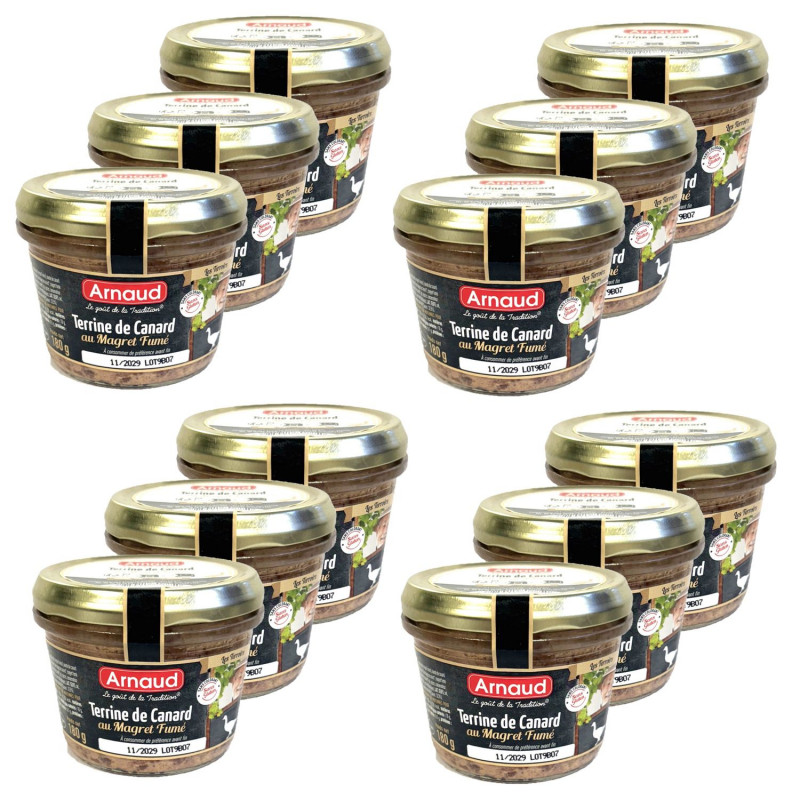 Lot 12x Terrine de canard au magret fumé - Bocal 180g