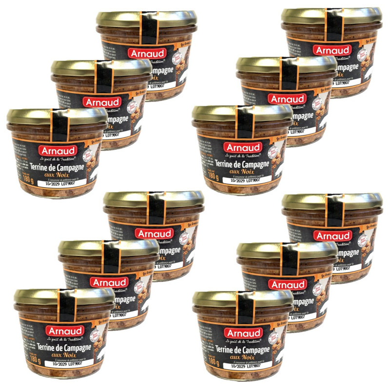 Lot 12x Terrine de campagne aux noix - Bocal 180g