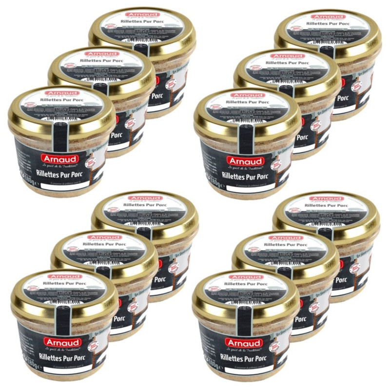 Lot 12x Rillettes pur porc - Bocal 180g