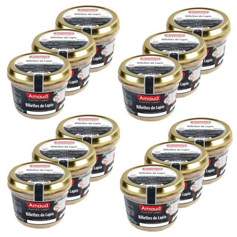 Lot 12x Rillettes de lapin - Bocal 180g
