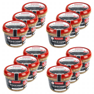 Lot 12x Terrine de campagne aux châtaignes - Label Rouge - Bocal 180g
