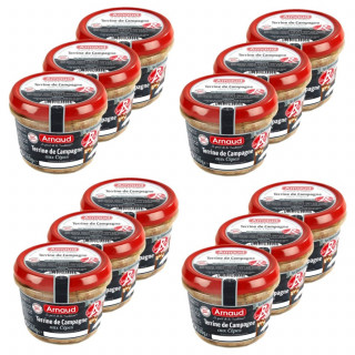 Lot 12x Terrine de campagne aux cèpes - Label Rouge - Bocal 180g