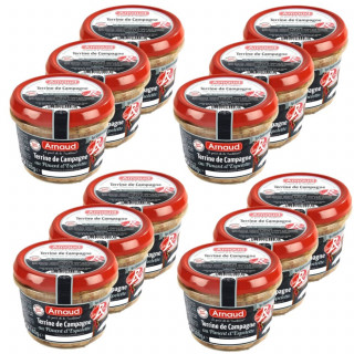 Lot 12x Terrine de campagne au piment d'Espelette - Label Rouge - Bocal 180g