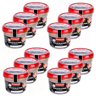 Lot 12x Terrine de foie de volaille au Cognac - Label Rouge - Bocal 180g
