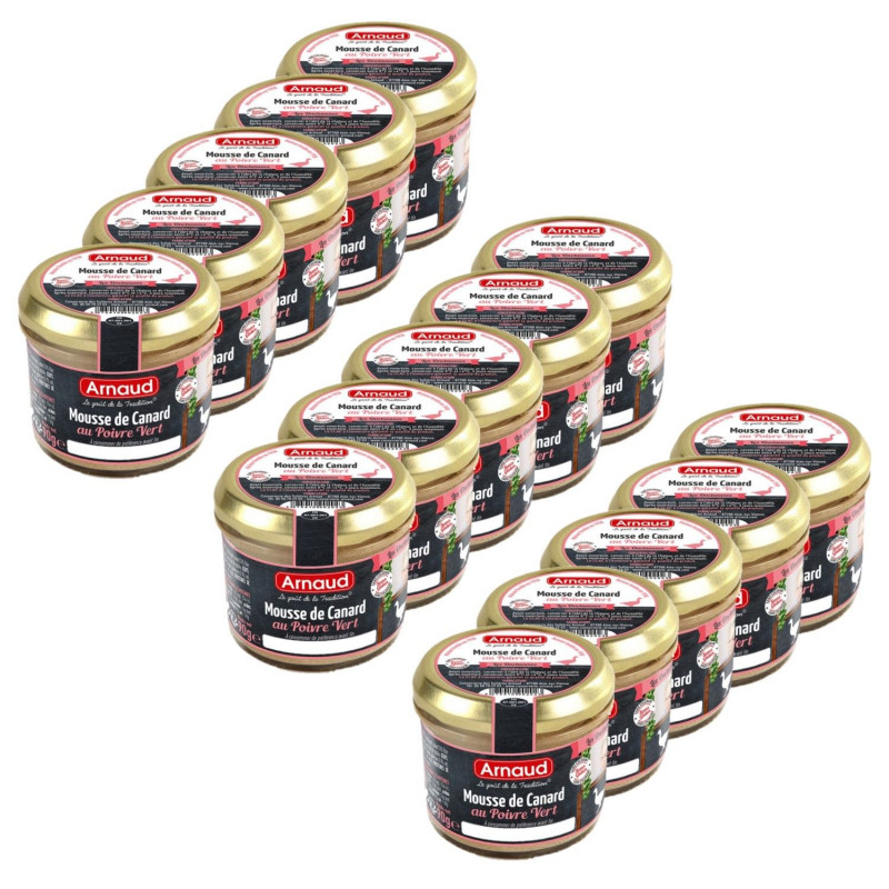 Lot 15x Mousse de canard au poivre vert - Bocal 90g