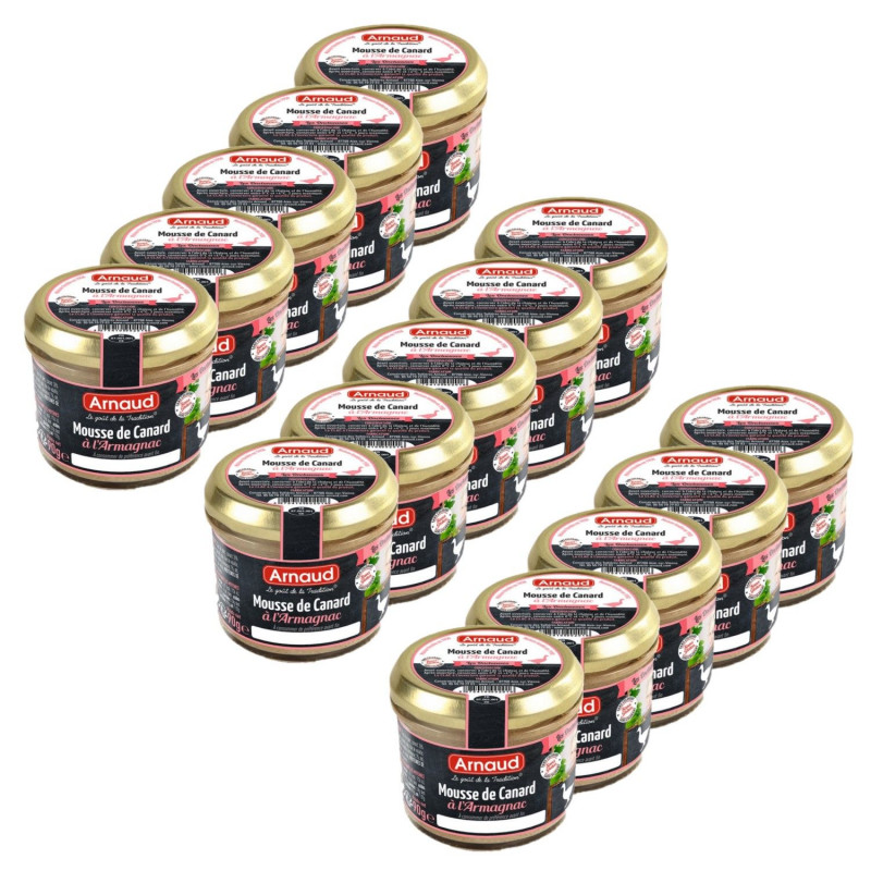 Lot 15x Mousse de canard à l'Armagnac - Bocal 90g