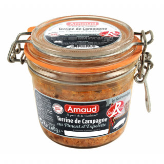 Lot 12x Terrine de campagne au piment d'Espelette - Label Rouge - Bocal 180g