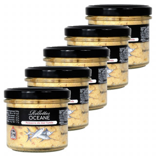 Lot 5x Rillettes océane (saumon, thon, espadon, marlin fumés) - Pot 90g