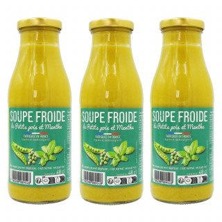 Lot 3x Soupe froide de petits pois et menthe - Bouteille 480ml