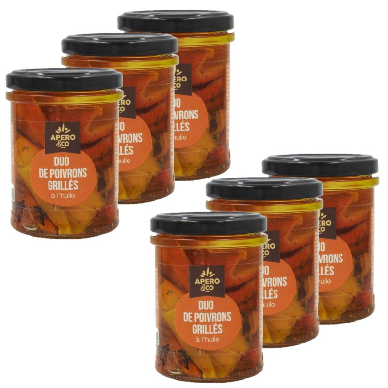 Lot 6x Duo de poivrons grillés à l'huile - Bocal 180g