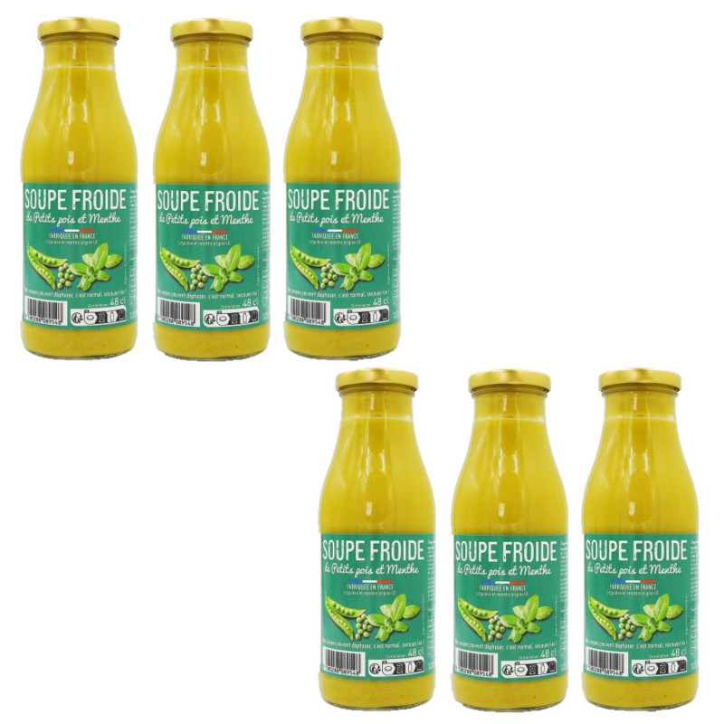 Lot 6x Soupe froide de petits pois et menthe - Bouteille 480ml