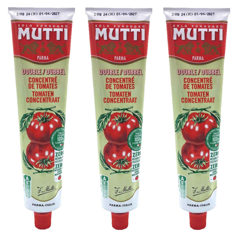Lot 3x Double concentré de tomates - Zéro résidu de pesticides - Tube 130g
