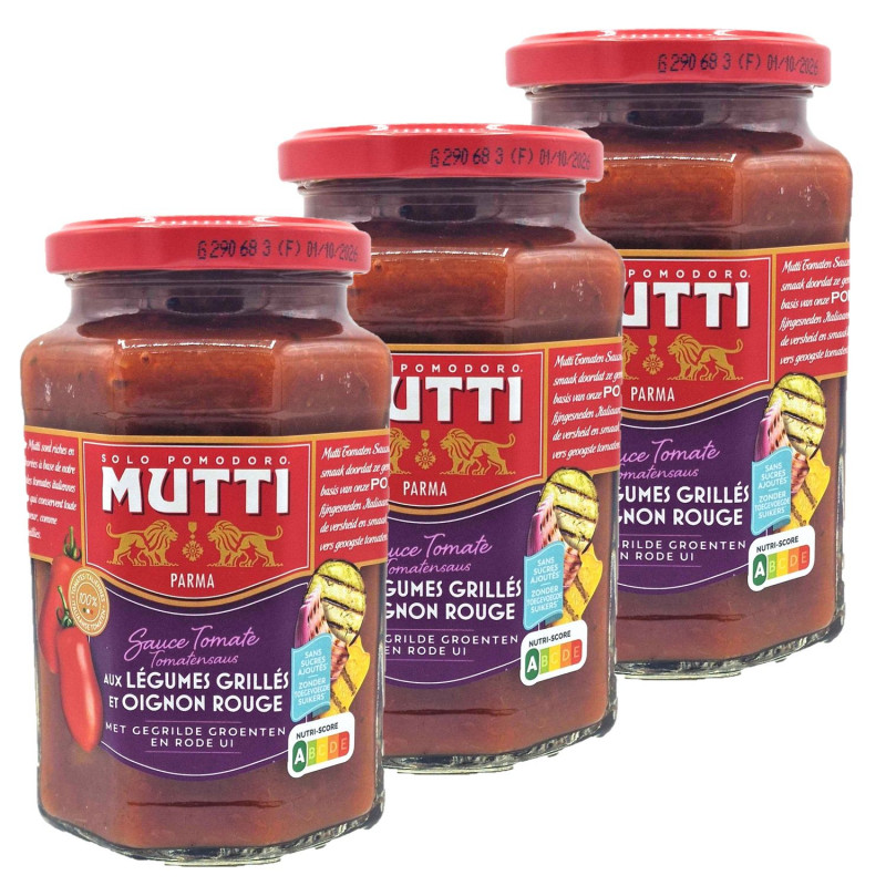 Lot 3x Sauce tomate aux légumes grillées et oignon rouge - Bocal 400g