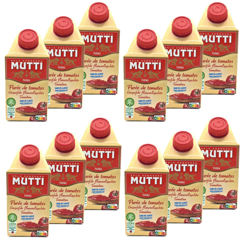 Lot 12x Purée de tomates - Zéro résidu de pesticides - Brique 500g