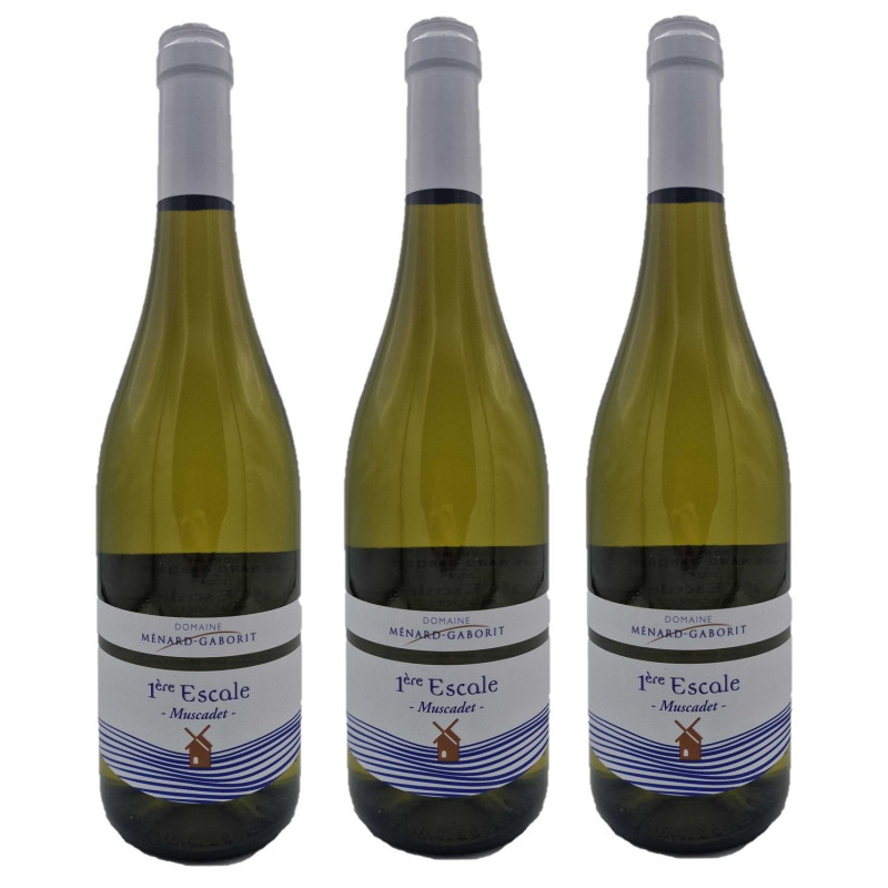 Lot 3x Vin blanc 1ère Escale BIO - Muscadet - Bouteille 750ml