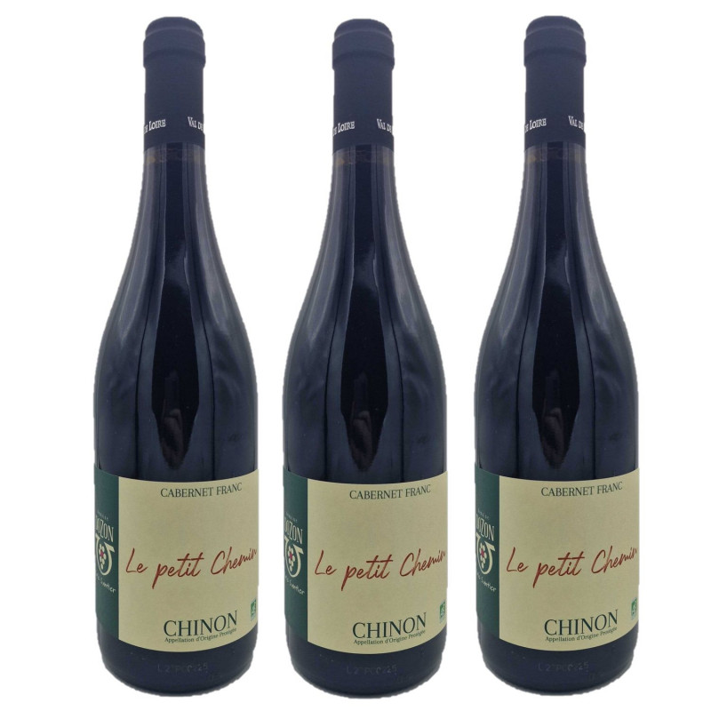 Lot 3x Vin rouge Le Petit Chemin BIO - Chinon - Bouteille 750ml