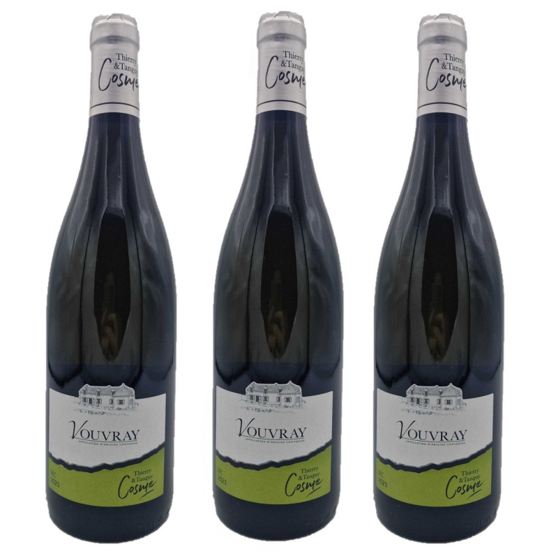 Lot 3x Vin blanc Vouvray Sec - Vouvray - Bouteille 750ml