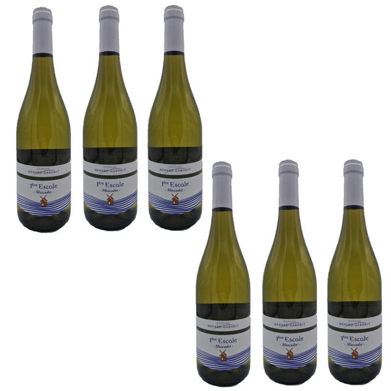 Lot 6x Vin blanc 1ère Escale BIO - Muscadet - Bouteille 750ml
