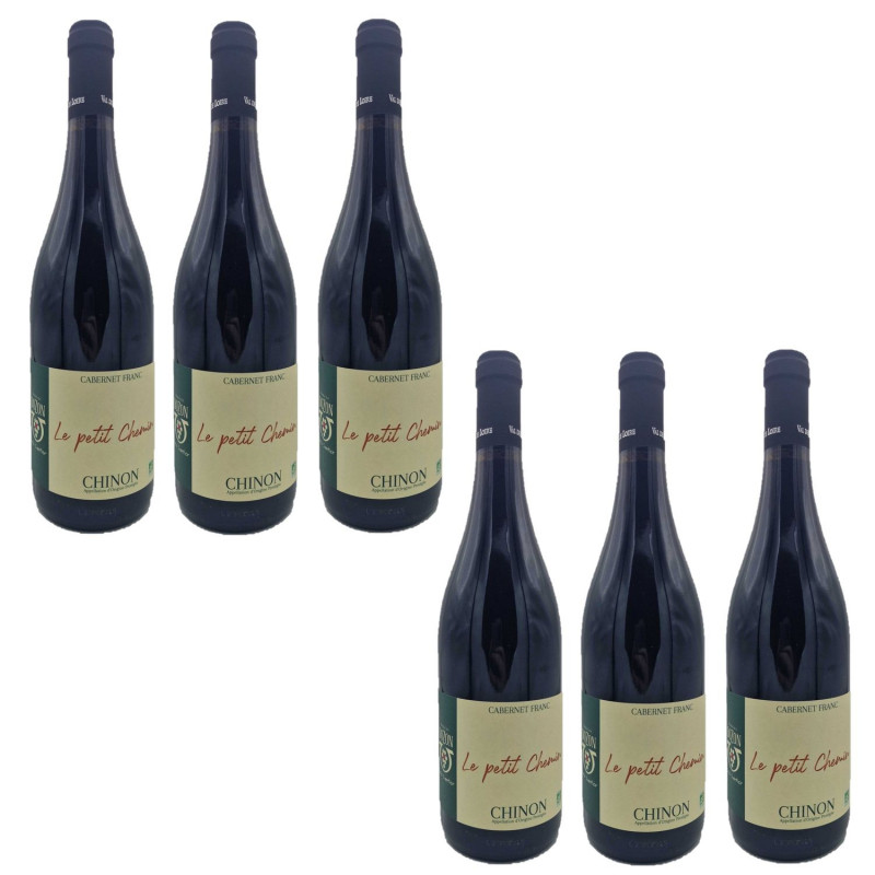 Lot 6x Vin rouge Le Petit Chemin BIO - Chinon - Bouteille 750ml