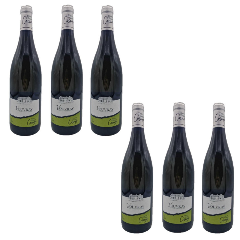 Lot 6x Vin blanc Vouvray Sec - Vouvray - Bouteille 750ml