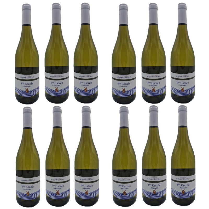 Lot 12x Vin blanc 1ère Escale BIO - Muscadet - Bouteille 750ml