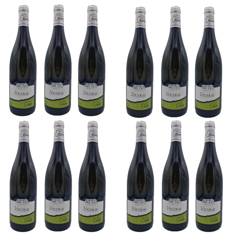 Lot 12x Vin blanc Vouvray Sec - Vouvray - Bouteille 750ml