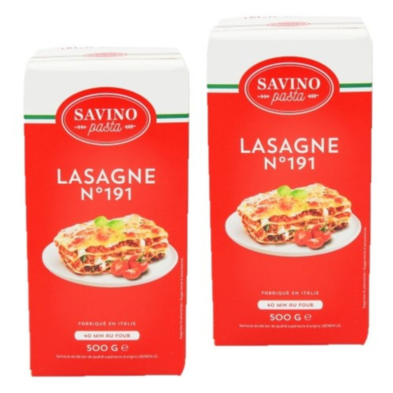 Lot 2x Pâtes à lasagnes - Paquet 500g