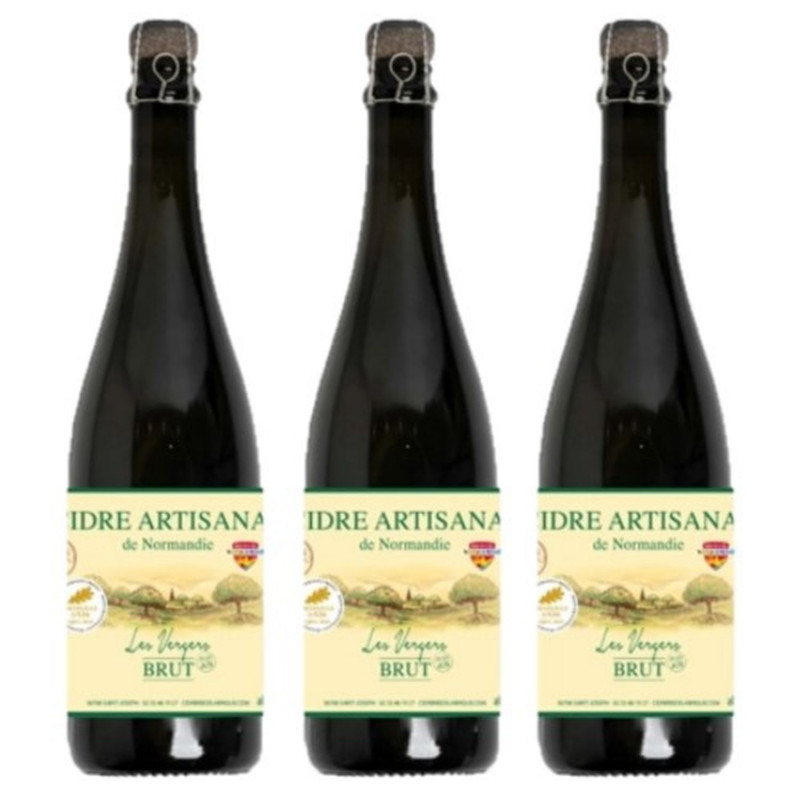 Lot 3x Cidre brut artisanal - Bouteille 750ml