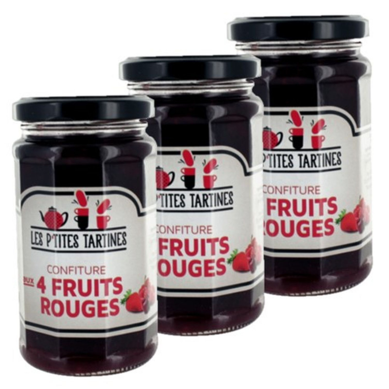 Lot 3x Confiture aux 4 fruits rouges - Pot 265g