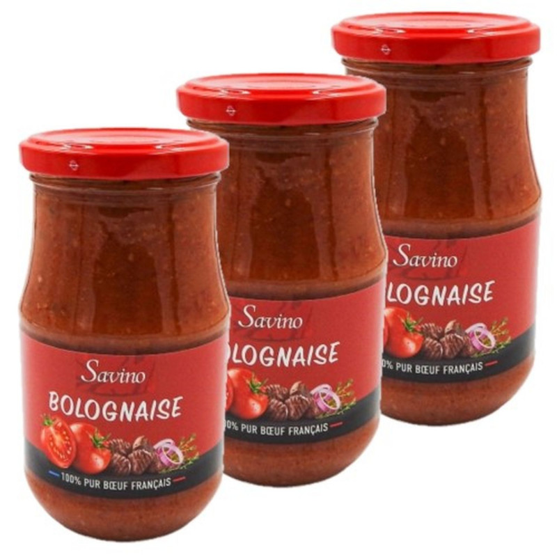 Lot 3x Sauce bolognaise - 100% pur bœuf français - Bocal 350g