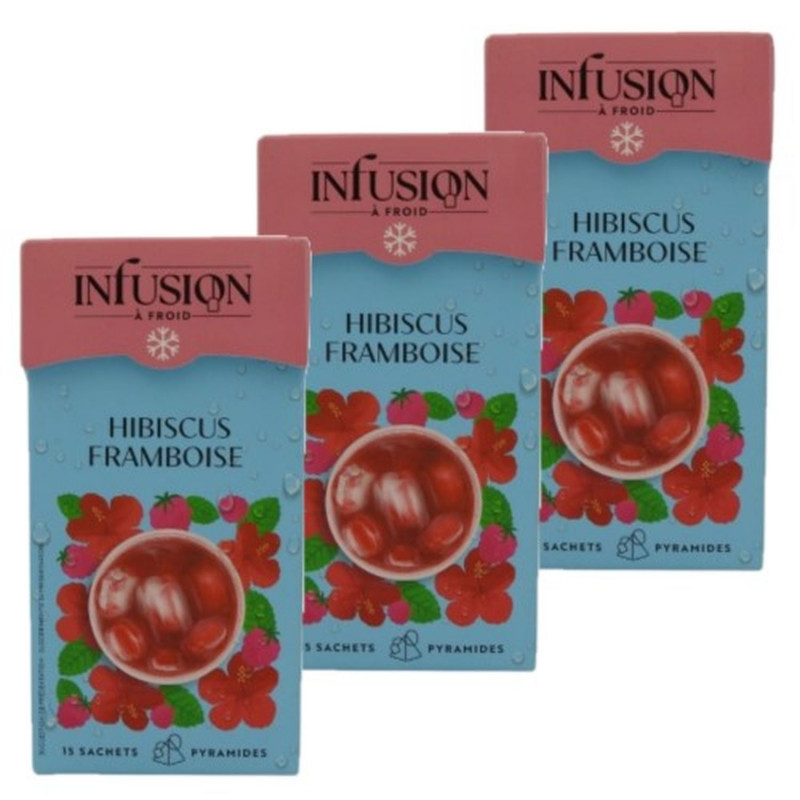 Lot 3x Infusion à froid hibiscus framboise - Boîte 37,5g