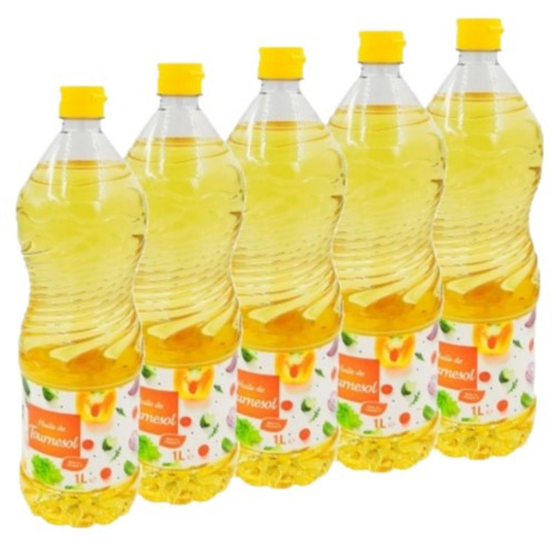 Lot 5x Huile de tournesol - Bouteille 1L
