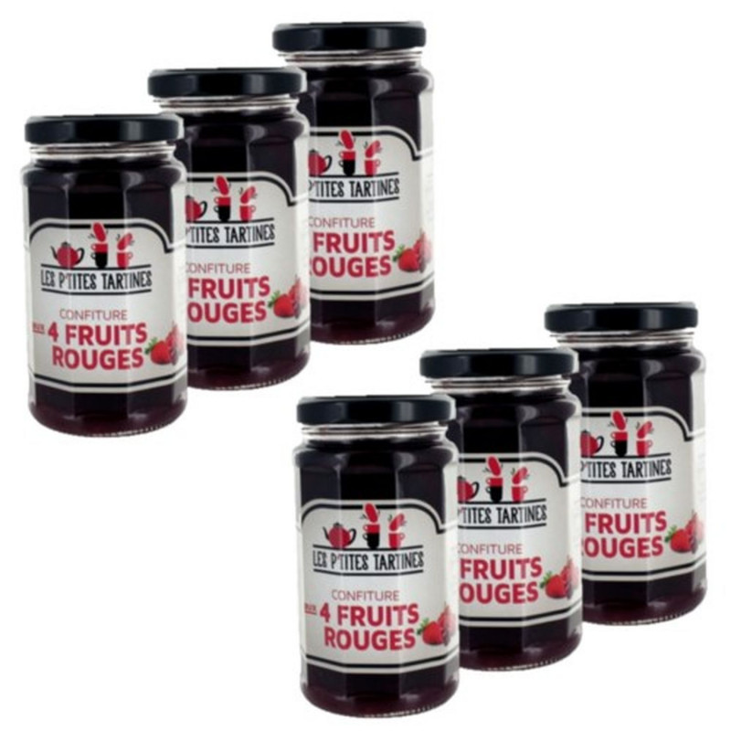 Lot 6x Confiture aux 4 fruits rouges - Pot 265g