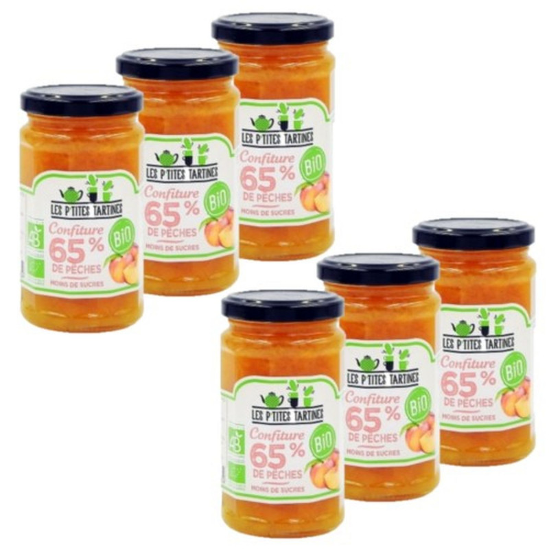 Lot 6x Confiture de pêches allégée BIO - Pot 255g