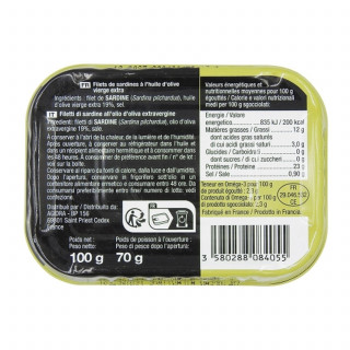 Lot 6x Filets de sardines à l'huile d'olive vierge extra - Conserve 100g