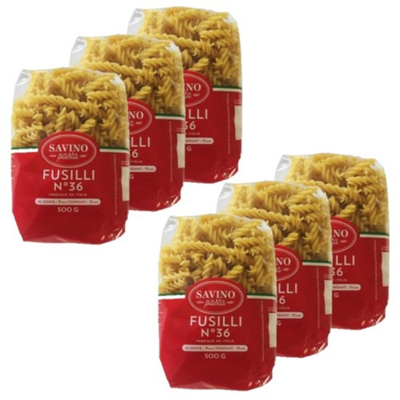Lot 6x Pâtes Fusilli n°36 - Paquet 500g