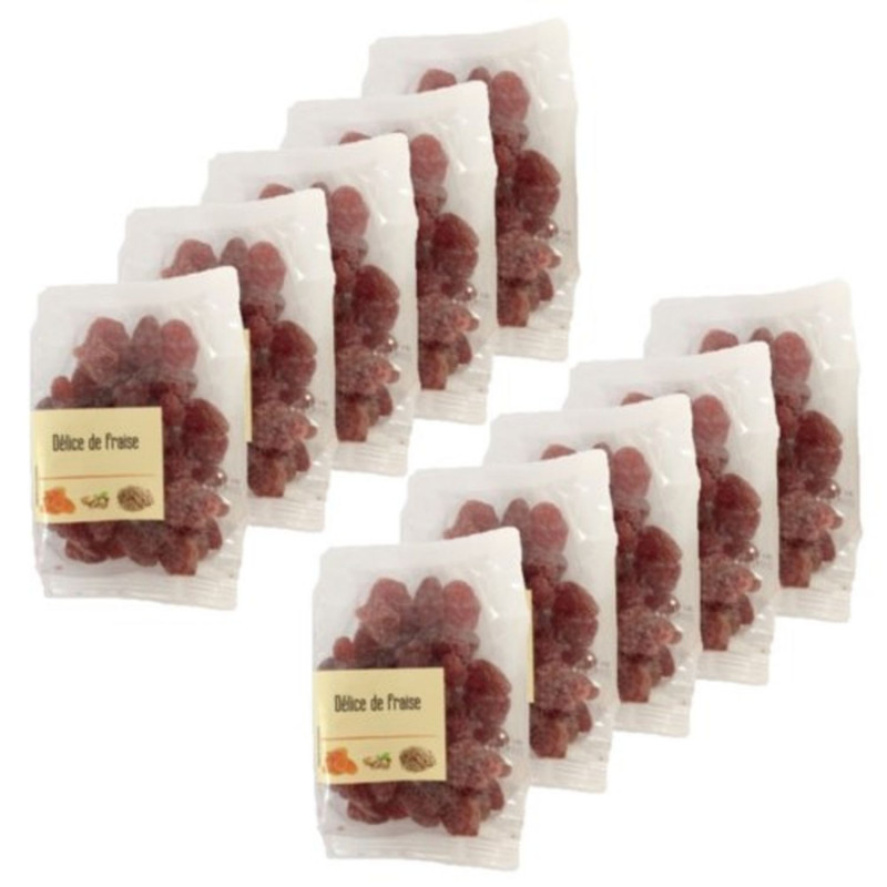 Lot 10x Fraises entières semi confites - Sachet 220g