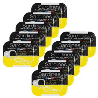 Lot 10x Sardines à l'huile d'olive et au citron - Conserve 115g
