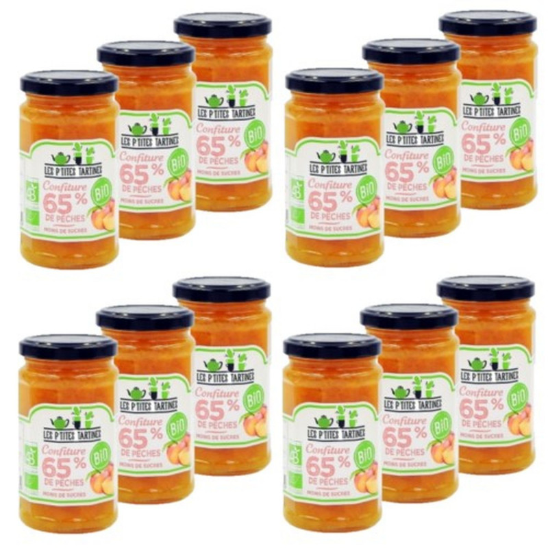 Lot 12x Confiture de pêches allégée BIO - Pot 255g