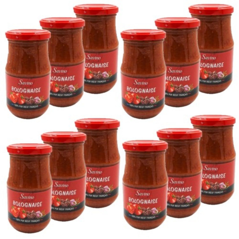 Lot 12x Sauce bolognaise - 100% pur bœuf français - Bocal 350g