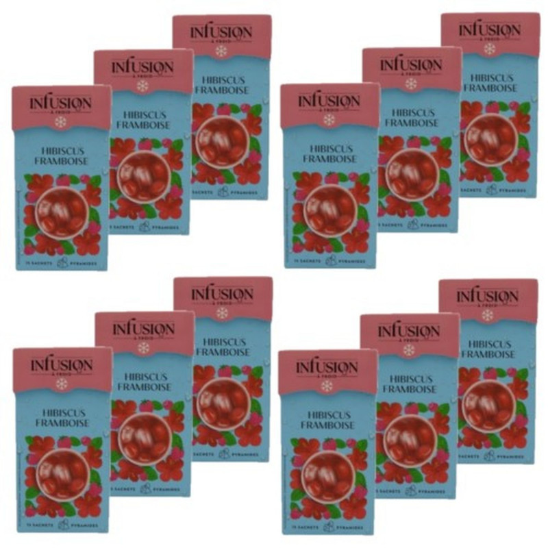 Lot 12x Infusion à froid hibiscus framboise - Boîte 37,5g