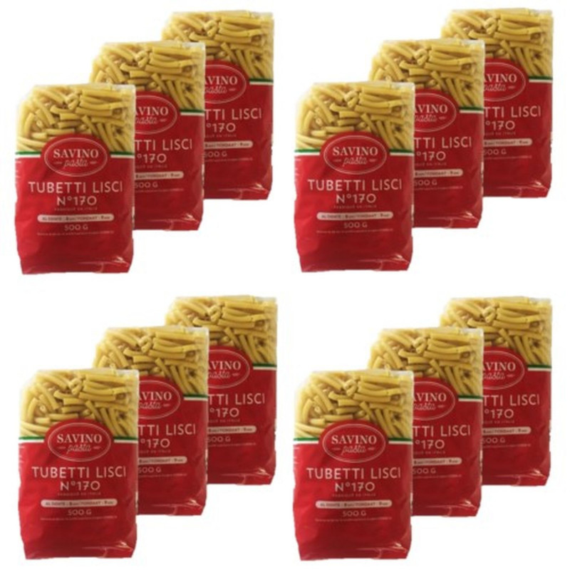 Lot 12x Pâtes Tubetti Lisci n°170 - Paquet 500g